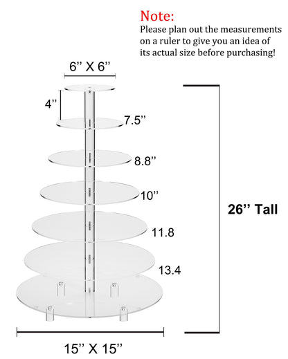 Large 4 Tier Acrylic Round Cake Stand Cupcake Stand Dessert Tower Tea Party Serving Platter, Cupcake Tree Wedding Party Décor, Stand with Rod Feet