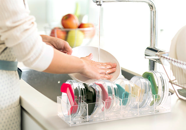 Acrylic Tumbler Lid Organizer, Cup Lid Organizer for Yeti Tumbler/Stanley Tumbler/Simple Modern Tumbler Lids, Tumbler Lid Holder for Kitchen Countertop