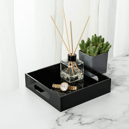 12x16 Inches -Spill Proof  Acrylic Serving Tray   Decorative Tray Organiser for Ottoman Coffee Table Countertop with Handles