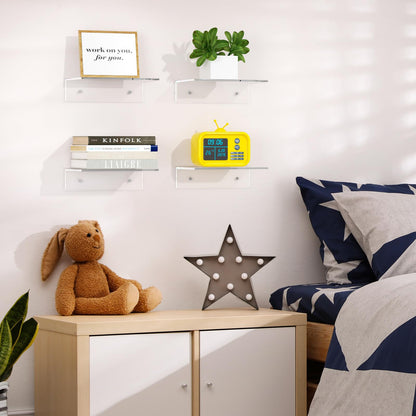 2 PCS Clear Acrylic Bathroom Shelves for Wall（15inch）