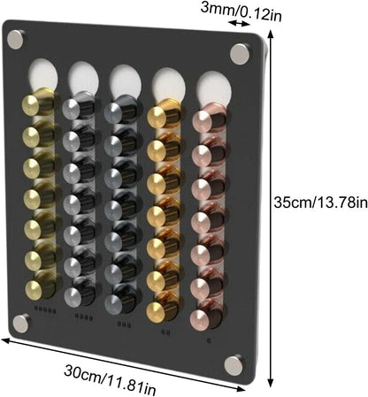 Coffee Pad Holder Wall | Acrylic Coffee Capsule Holder for 35 Capsules | Capsule Storage Capsule Dispenser Compatible with Universal Capsules
