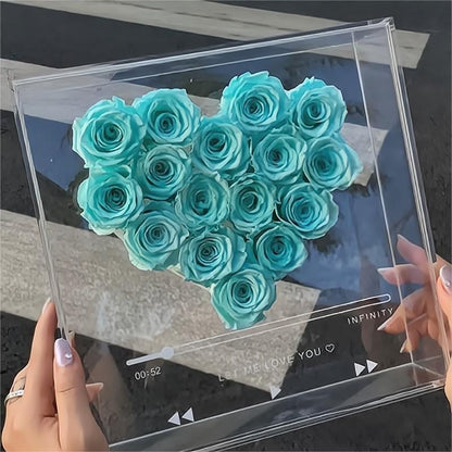 Personalized Mom Acrylic Flower Shadow Box Preserved Rose in a Acrylic Music Box- Premium Real Roses That Last 2 to 3 Years - Valentines Day Gifts for Her Birthday Gifts for Women Gifts Room Décor