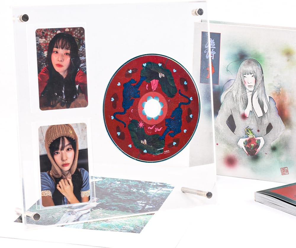 Acrylic Album CD/Photocard Display Stand, Holds 2 Photocards Display Frame Clear Shelf Photocard Display Frame Photocard Holder