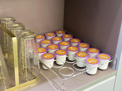 2 Pack of 35 Slots Flat Countertop Coffee Pod Holder K Cup Organizer Tray Clear Acrylic Coffee Pod Organizer for Office and Kitchen Counter or Drawer Compatible With KCup Pods