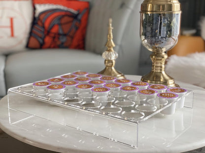 2 Pack of 35 Slots Flat Countertop Coffee Pod Holder K Cup Organizer Tray Clear Acrylic Coffee Pod Organizer for Office and Kitchen Counter or Drawer Compatible With KCup Pods