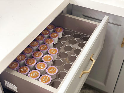 2 Pack of 35 Slots Flat Countertop Coffee Pod Holder K Cup Organizer Tray Clear Acrylic Coffee Pod Organizer for Office and Kitchen Counter or Drawer Compatible With KCup Pods
