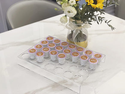 2 Pack of 35 Slots Flat Countertop Coffee Pod Holder K Cup Organizer Tray Clear Acrylic Coffee Pod Organizer for Office and Kitchen Counter or Drawer Compatible With KCup Pods