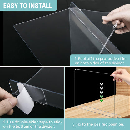 4 PCS Clear  Acrylic Tall Cabinet Shelf Dividers Organizer for Wood Shelves Closets