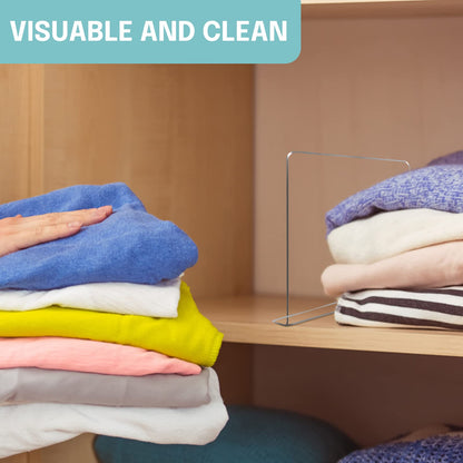 4 PCS Clear  Acrylic Tall Cabinet Shelf Dividers Organizer for Wood Shelves Closets