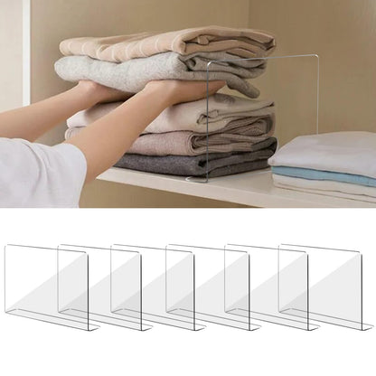 4 PCS Clear  Acrylic Tall Cabinet Shelf Dividers Organizer for Wood Shelves Closets