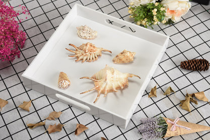 12x16 Inches -Spill Proof  Acrylic Serving Tray   Decorative Tray Organiser for Ottoman Coffee Table Countertop with Handles