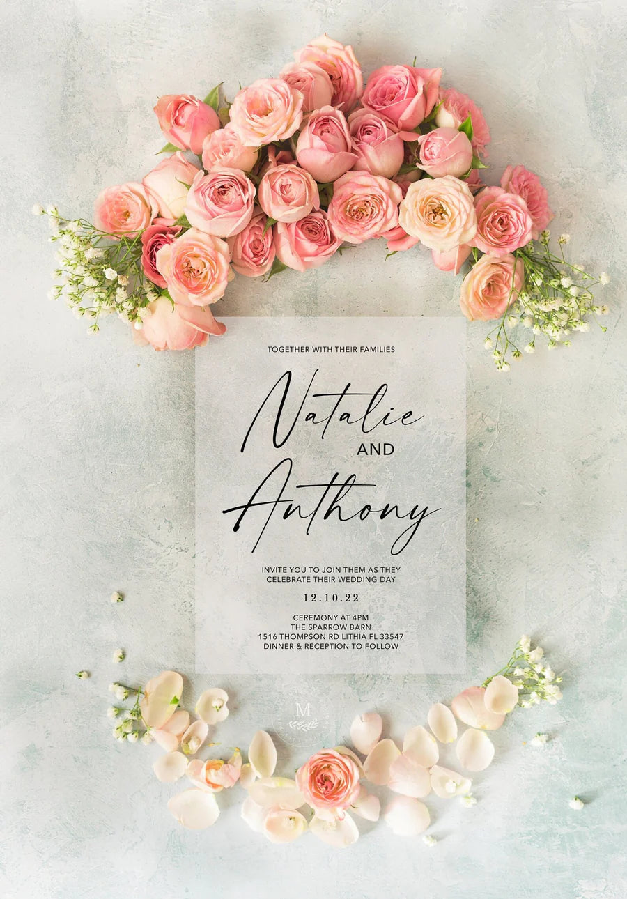 Custom Acrylic Wedding Invitations - Elegant Transparent Design, Personalized with Laser Engraving, Perfect for Weddings, Anniversaries