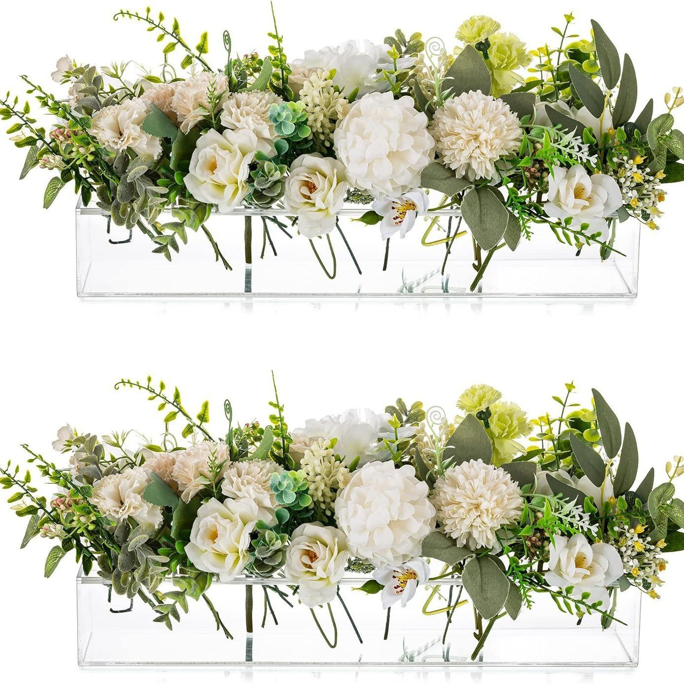 Acrylic Vases for Centerpieces, 16 Inches Long Floral Vase with Holes for Flowers