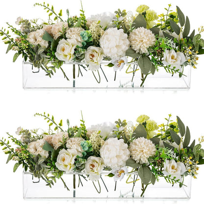 Acrylic Vases for Centerpieces, 16 Inches Long Floral Vase with Holes for Flowers