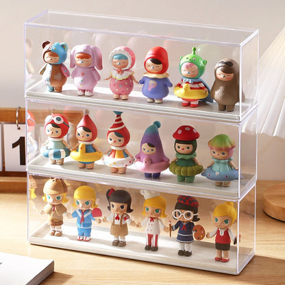 Clear Acrylic Display Case for Mini Desktop Storage Cabinet Organizer for Doll Toy Collectibles, Action Figures, Mini Figurines Dustproof Protection