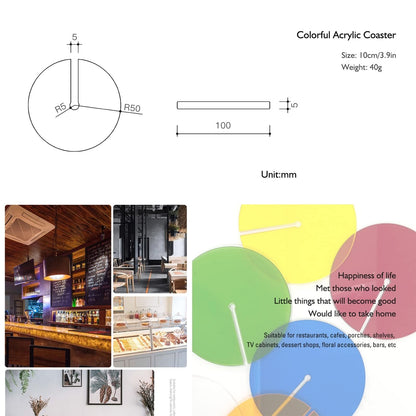 3.9 inch Creative Acrylic Rainbow Coasters, Coffee Tea Drink Mug Pads Bar Restaurant Shooting Props Cup Mat