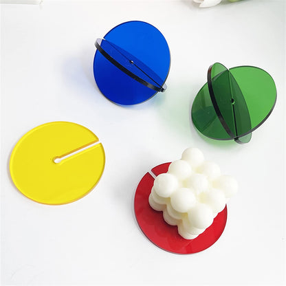 3.9 inch Creative Acrylic Rainbow Coasters, Coffee Tea Drink Mug Pads Bar Restaurant Shooting Props Cup Mat