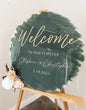 Custom Round Acrylic Wedding Welcome Sign - Personalized Transparent Circle Ceremony Greeting Board for Elegant Wedding Decor
