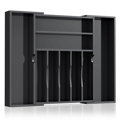 Expandable Kitchen Drawer Organizer for Flatware and Utensils,Clear Acrylic Adjustable Silverware Tray for Drawer,Office,Bathroom Supplies-9 Compartments