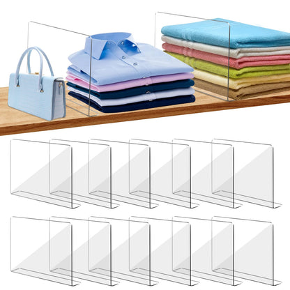 4 PCS Clear  Acrylic Tall Cabinet Shelf Dividers Organizer for Wood Shelves Closets