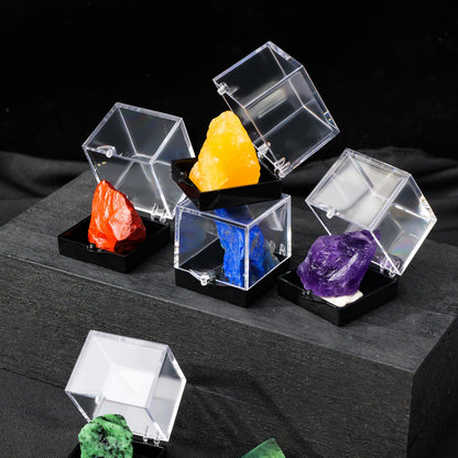 12pcs Mineral Standard Display Box Display Shelves Packing Collectible Pad Organizers Single Cupcake Boxes Asian Mineral Specimen Storage Bulb Containers with Lids Stash Plastic acrylic