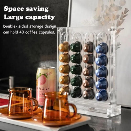 Acrylic Coffee Pod Holder, Coffee Capsule Holder Rack for NESPR Capsules Originalline, Coffee Pod Storage Organizer Stand, Hold 40 Capsules for Kitchen, Office, Coffee Bar