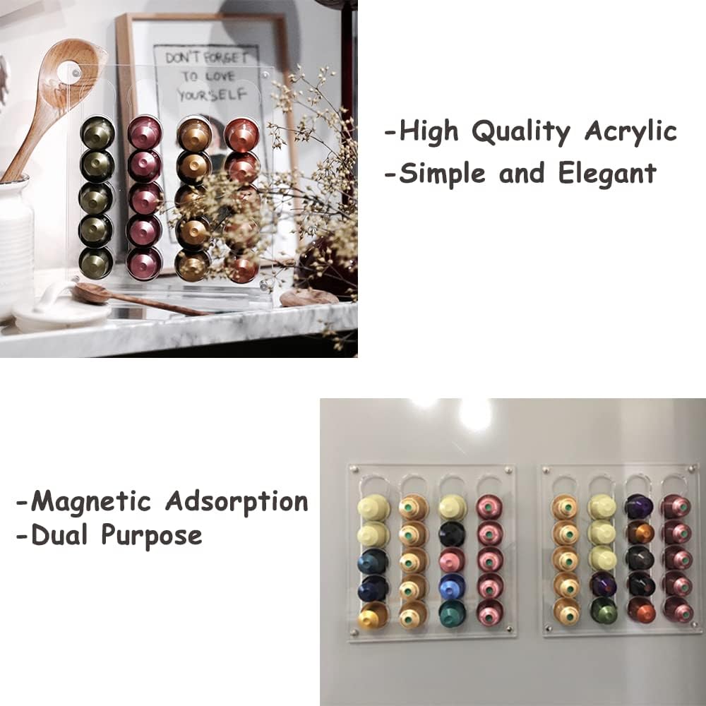 Acrylic Coffee Pod Holder, Coffee Capsule Holder Rack for NESPR Capsules Originalline, Coffee Pod Storage Organizer Stand, Hold 40 Capsules for Kitchen, Office, Coffee Bar