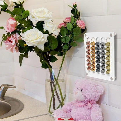 Coffee Pad Holder Wall | Acrylic Coffee Capsule Holder for 35 Capsules | Capsule Storage Capsule Dispenser Compatible with Universal Capsules