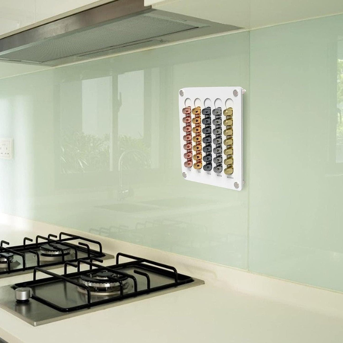 Coffee Pad Holder Wall | Acrylic Coffee Capsule Holder for 35 Capsules | Capsule Storage Capsule Dispenser Compatible with Universal Capsules