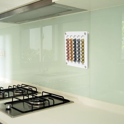 Coffee Pad Holder Wall | Acrylic Coffee Capsule Holder for 35 Capsules | Capsule Storage Capsule Dispenser Compatible with Universal Capsules