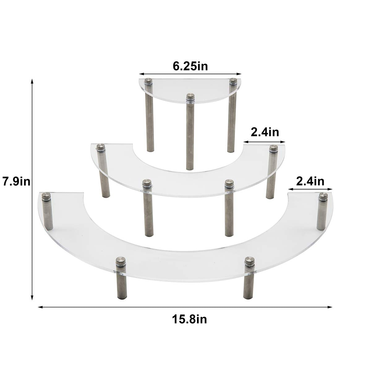 3-Tier Acrylic Semicircle Round Cupcake Dessert Stand-Dessert Stand