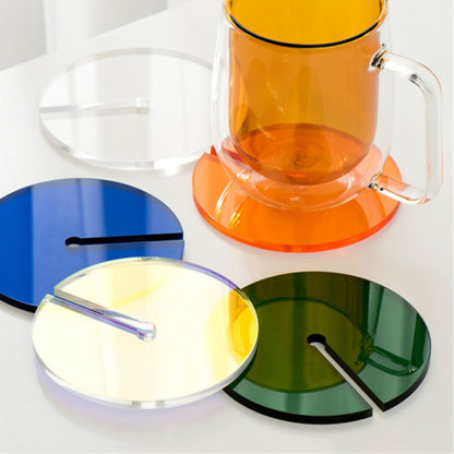3.9 inch Creative Acrylic Rainbow Coasters, Coffee Tea Drink Mug Pads Bar Restaurant Shooting Props Cup Mat