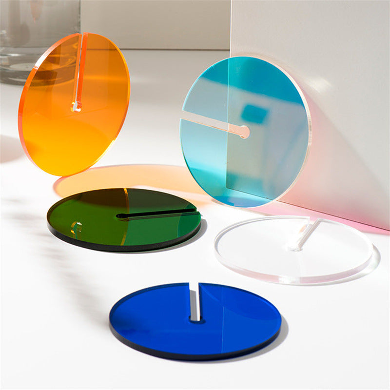 3.9 inch Creative Acrylic Rainbow Coasters, Coffee Tea Drink Mug Pads Bar Restaurant Shooting Props Cup Mat