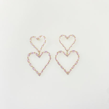 心形镶钻耳环